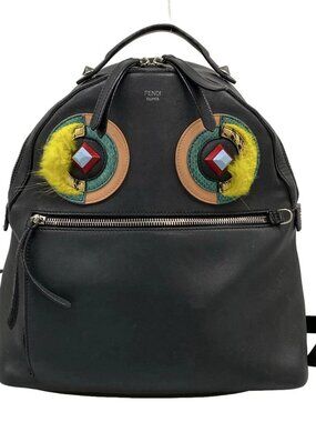 FENDI Monster Bag Bugs 8BZ035 Black Multi Leather - Backpack